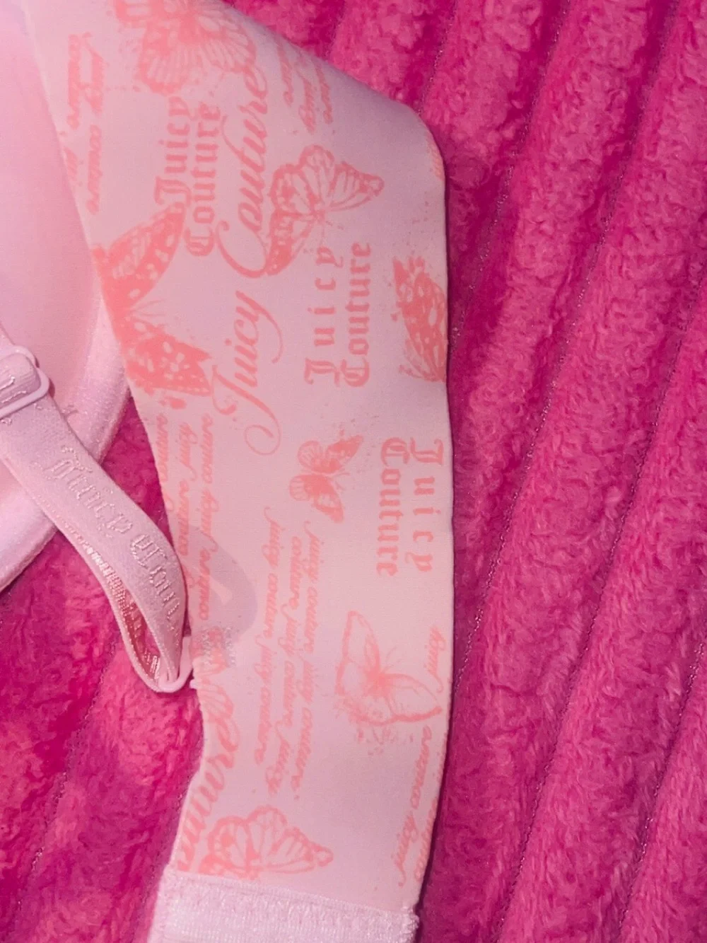 Juicy Couture Light Pink Push-up Butterfly Logo Print Bra